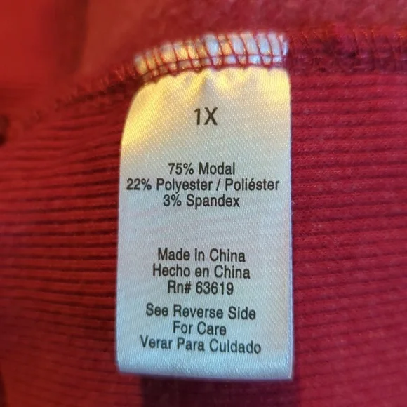 The Sweatshirt Project 1X Burgundy Wine Pullover High Low Hemline Button Accents - Picture 7 of 7